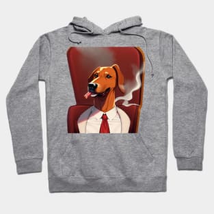 Business Dog On Office Chair Smoking Hoodie